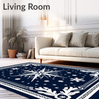 Winter Snowflake Navy Blue Rug