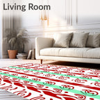 Red White Spiral Stripe Collage Rug