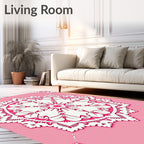 Pink Lace Mandala Floral Rug