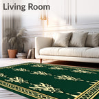 Regal Gold Floral Damask Emerald Rug