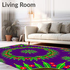 Vibrant Green Leaf Berry Wreath Rug