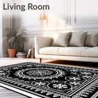 Monochromatic Ornate Snowflake Mandala Medallion Rug