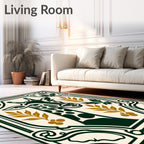 Dark Green Giraffe Botanical Art Nouveau Rug