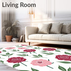 Crimson and Pink Roses Floral Repeat Rug