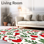 Red Cardinal Green Holly Berry Duo Rug