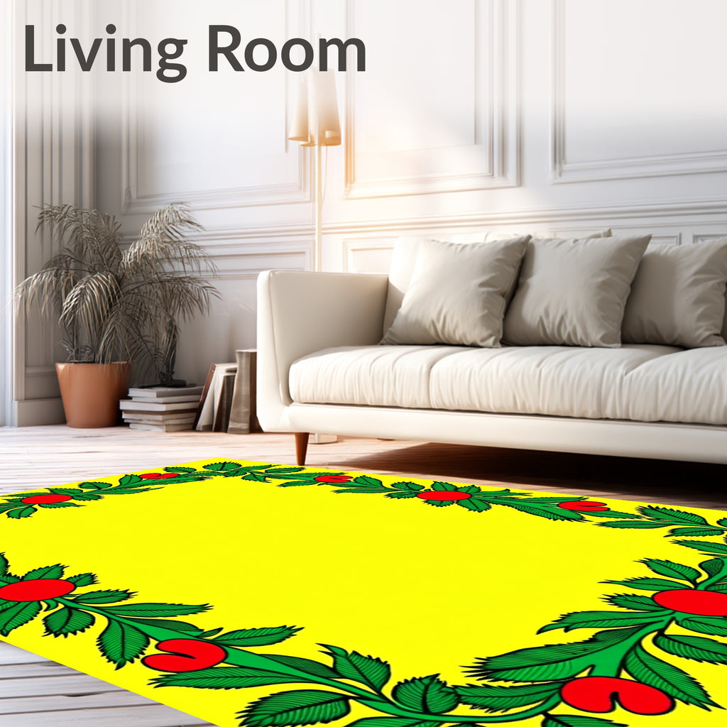 Crimson Leafy Branch Border Rug