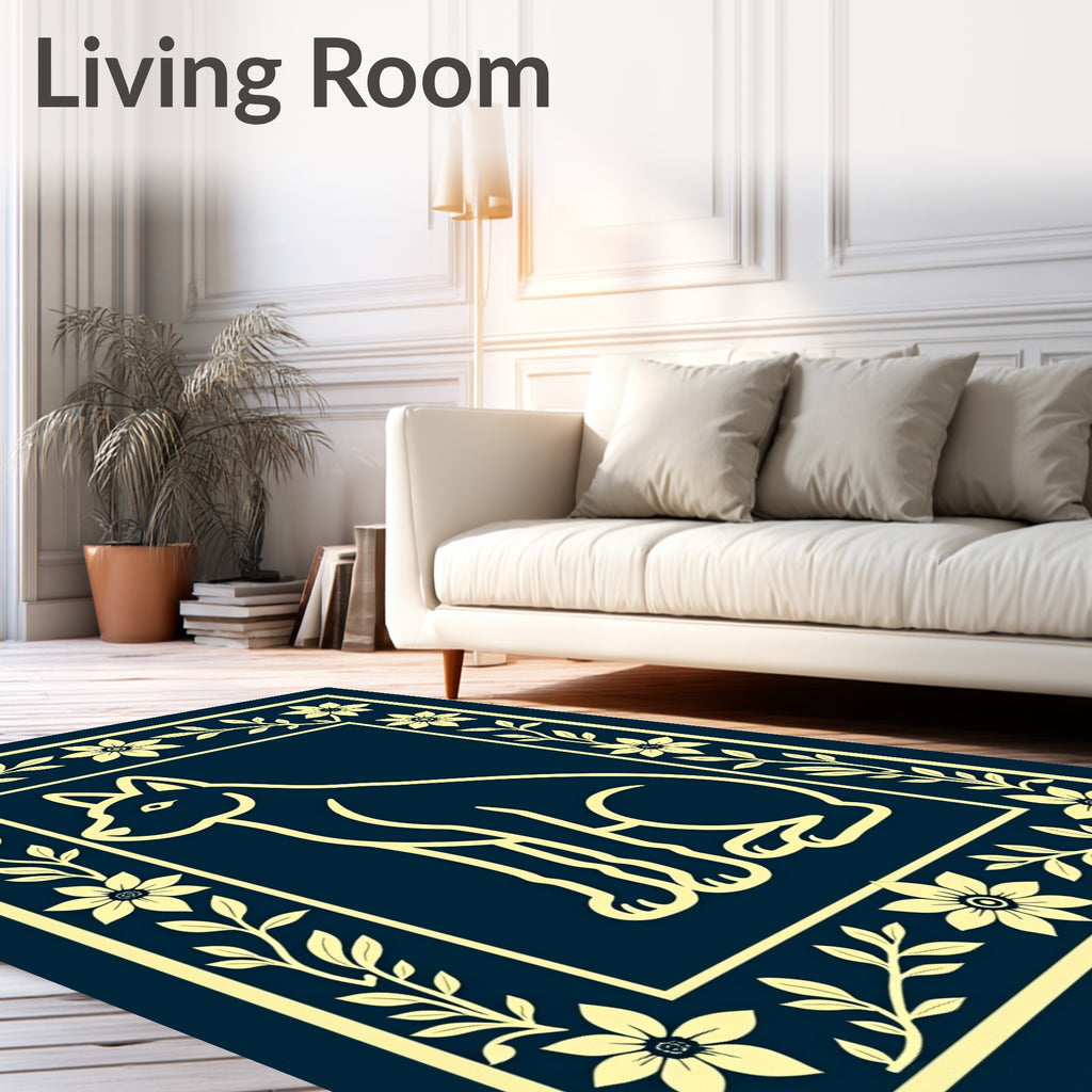 Golden Canine Floral Border Rug