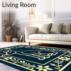 Golden Canine Floral Border Rug
