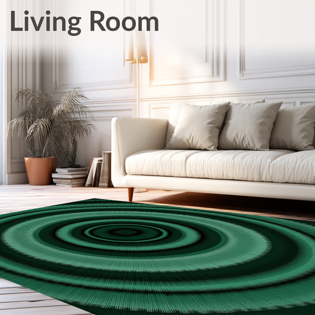 Deep Emerald Concentric Circles Rug