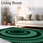 Deep Emerald Concentric Circles Rug