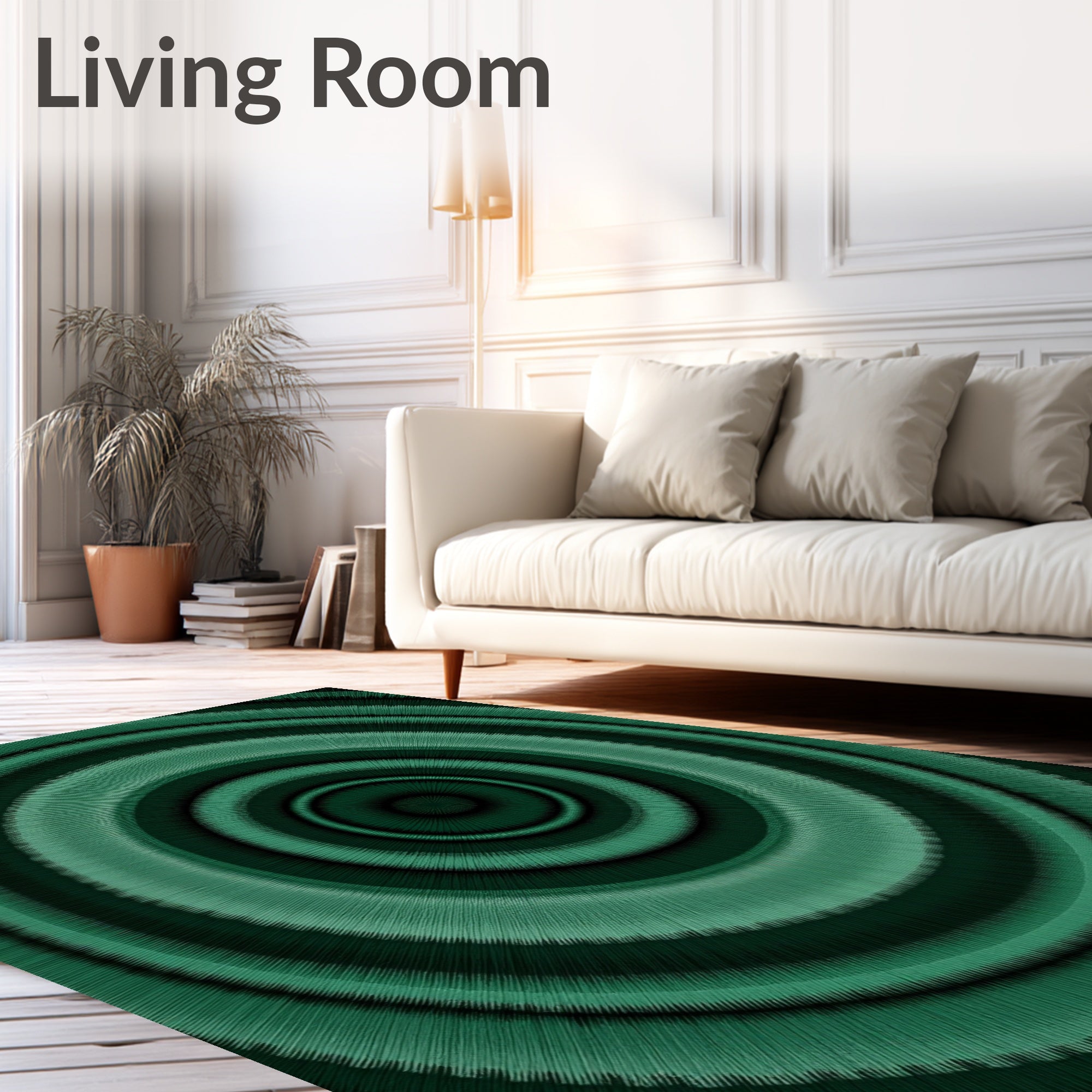 Deep Emerald Concentric Circles Rug