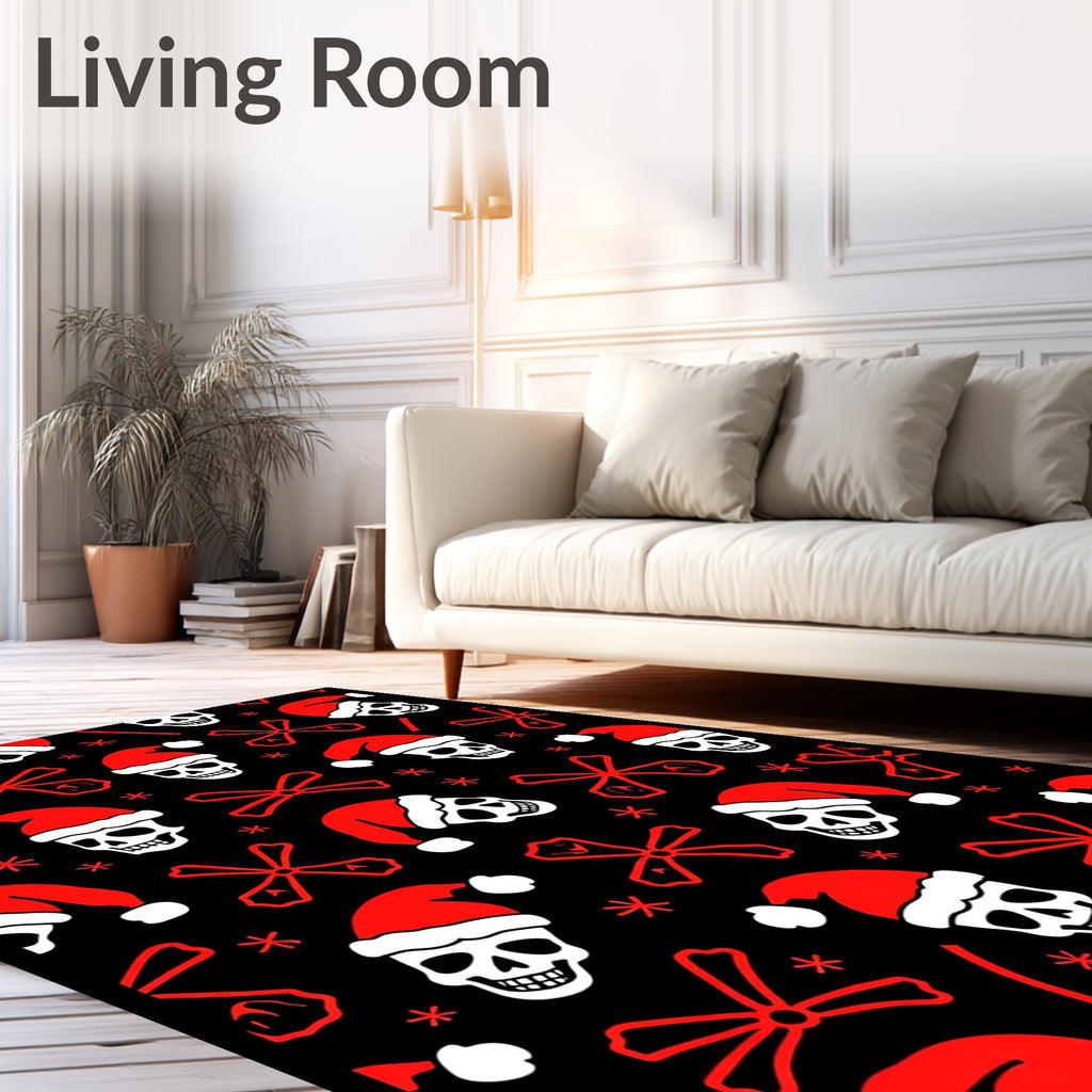 Red Skull Santa Hat Scatter Rug