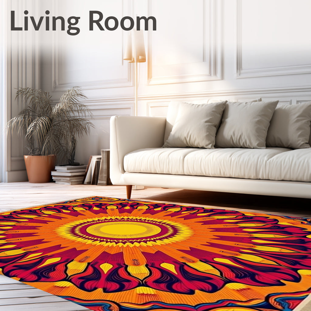 Vibrant Sunburst Mandala Rug