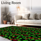 Red Green Tropical Foliage Rug