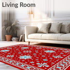 Crimson Snowflake Winter Wonderland Rug