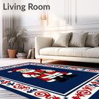 Christmas Santa Claus Red Blue Border Rug