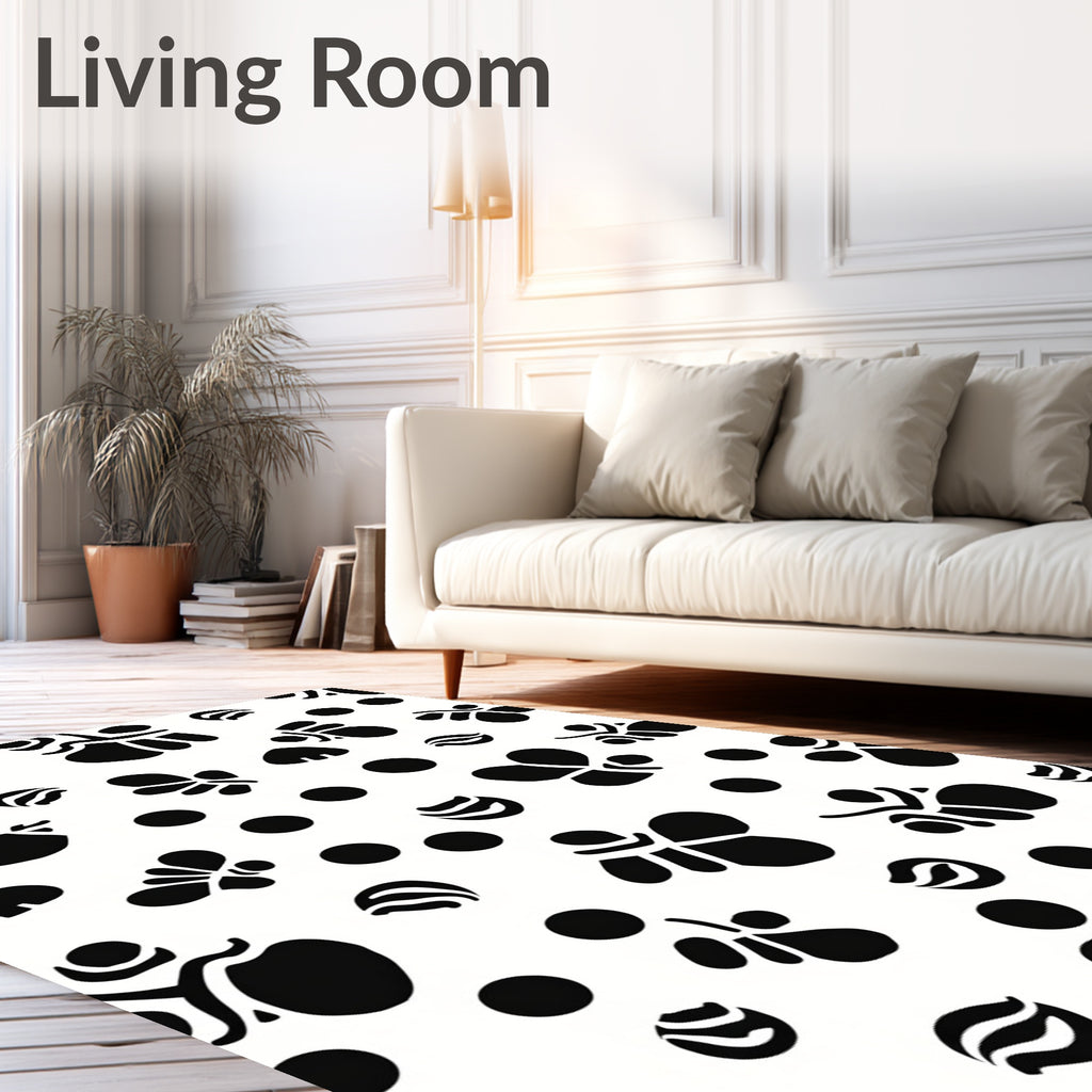 Black And White Abstract Life Forms Rug