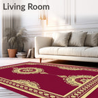 Gold Medallion Burgundy Decorative Rug