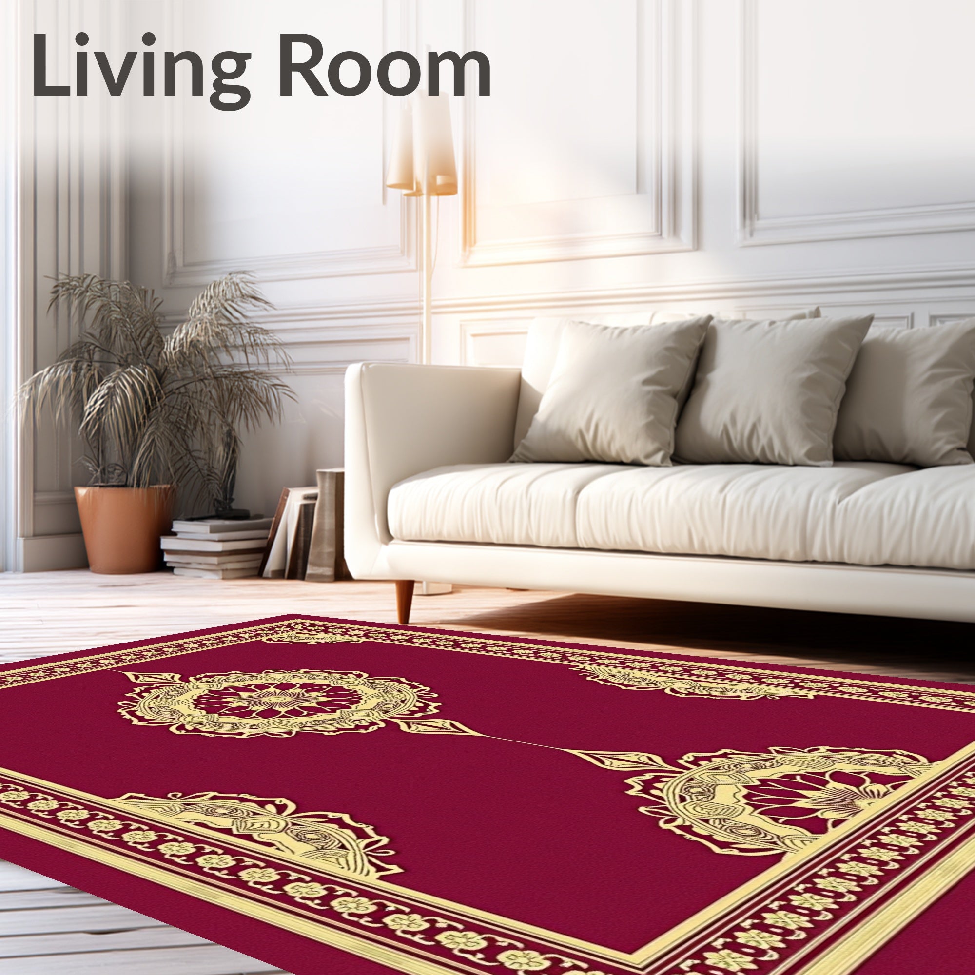 Gold Medallion Burgundy Decorative Rug