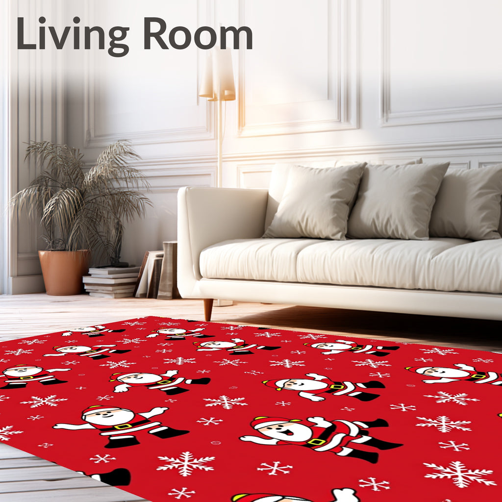 Jolly Santa Claus Snowflake Red Rug