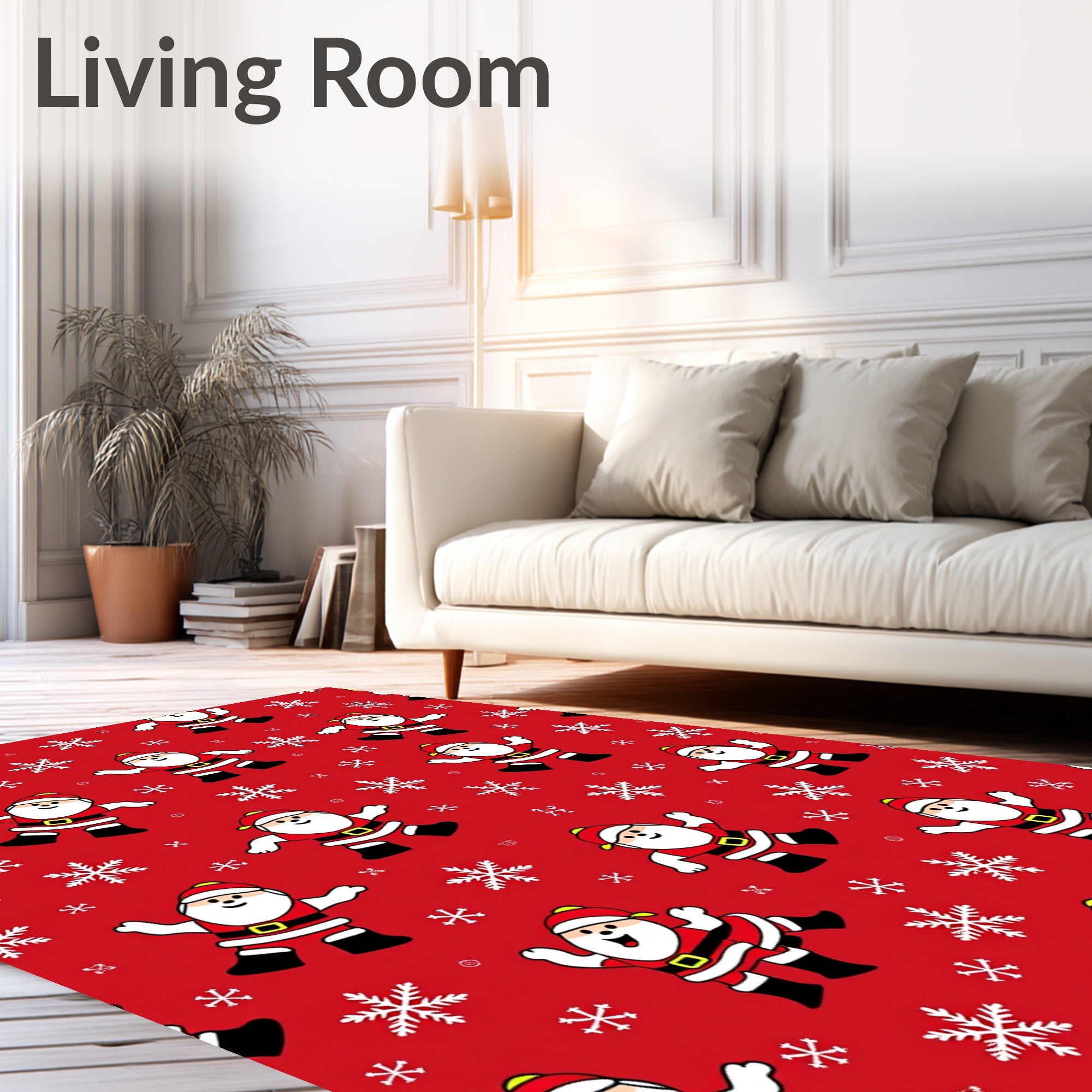 Jolly Santa Claus Snowflake Red Rug