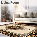 Classic Gold and Black Sunburst Medallion Rug
