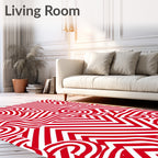 Bold Red Swirl Chevron Rug