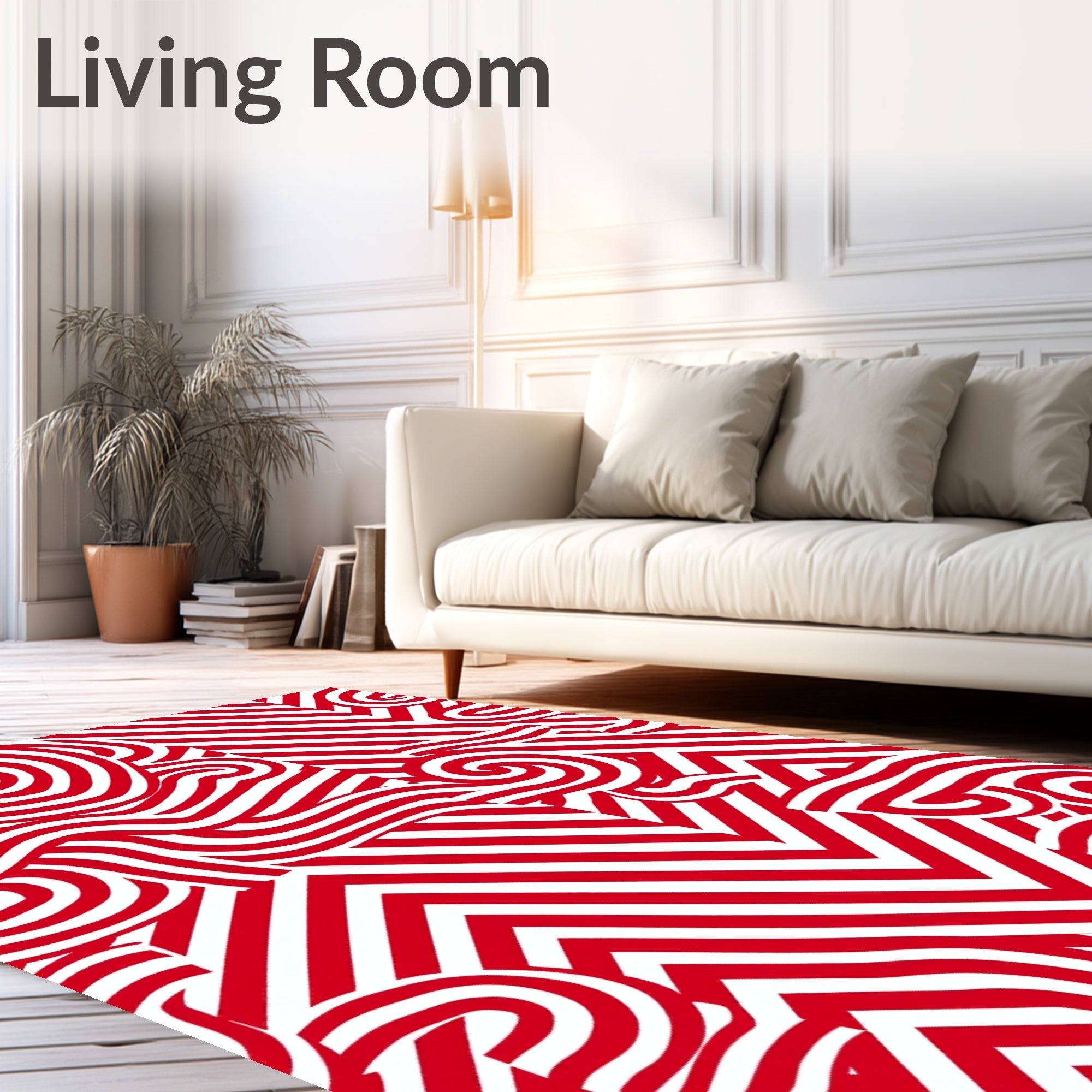 Bold Red Swirl Chevron Rug