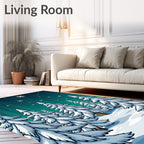 Winter Forest Snowfall Evergreen Trees Rug