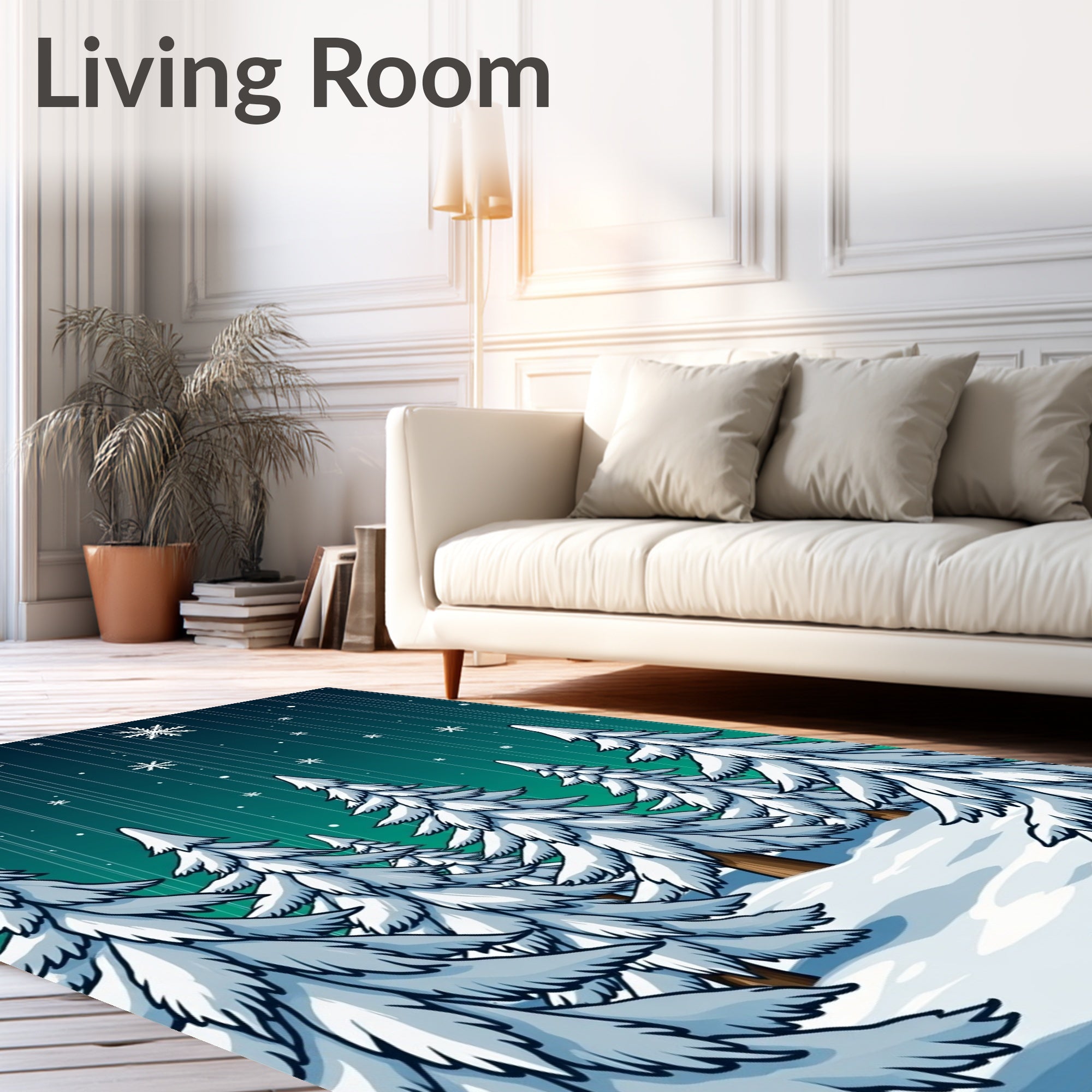 Winter Forest Snowfall Evergreen Trees Rug