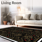 Black and Gold Berry Foliage Rug