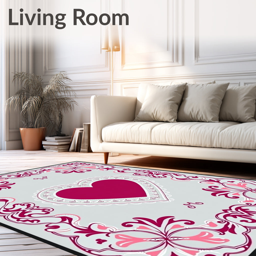 Crimson Heart Floral Lace Border Rug