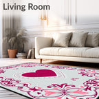 Crimson Heart Floral Lace Border Rug