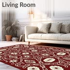 Crimson Floral Medallion Vine Rug