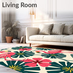 Pink Flamingo Tropical Floral Blossom Rug