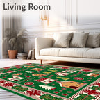Christmas Village Houses Gingerbread Trees and Snowflakes Rug