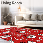 Whimsical Santa Candy Cane Snowflakes Rug