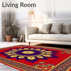 Bold Scarlet Purple Floral Mandala Rug
