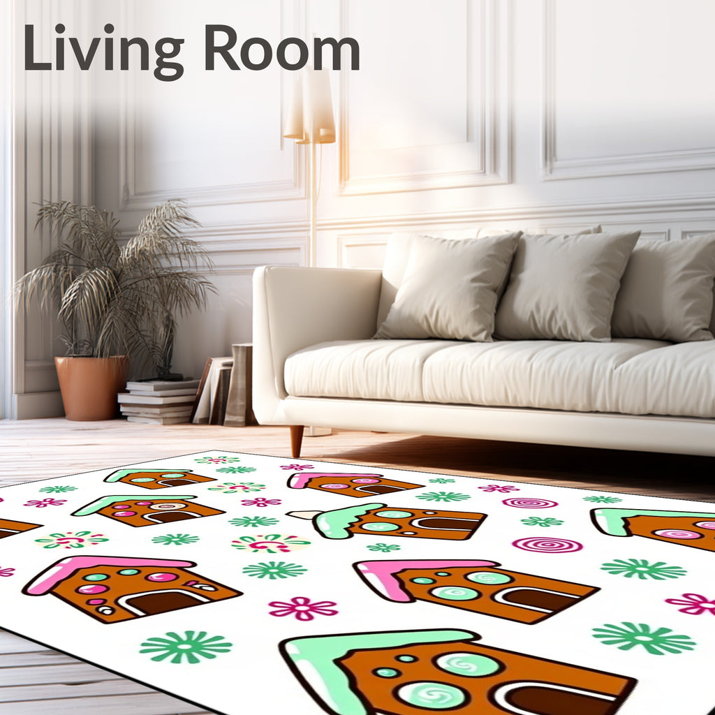 Gingerbread Houses Festive Holiday Collection Rug