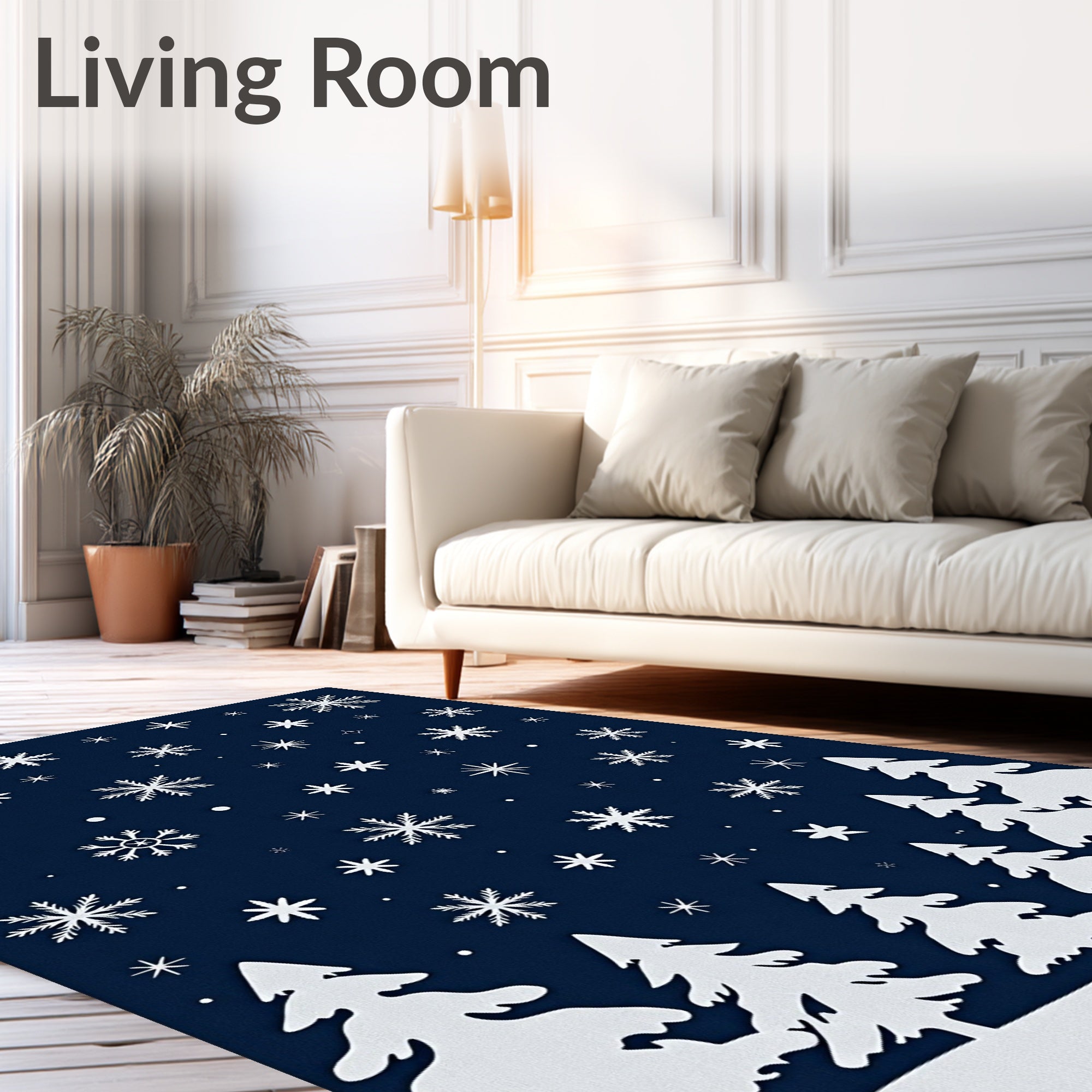 Winter Snowfall Evergreen Silhouette Rug