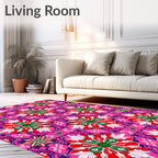 Vibrant Pink Red Green Floral Medallion Rug