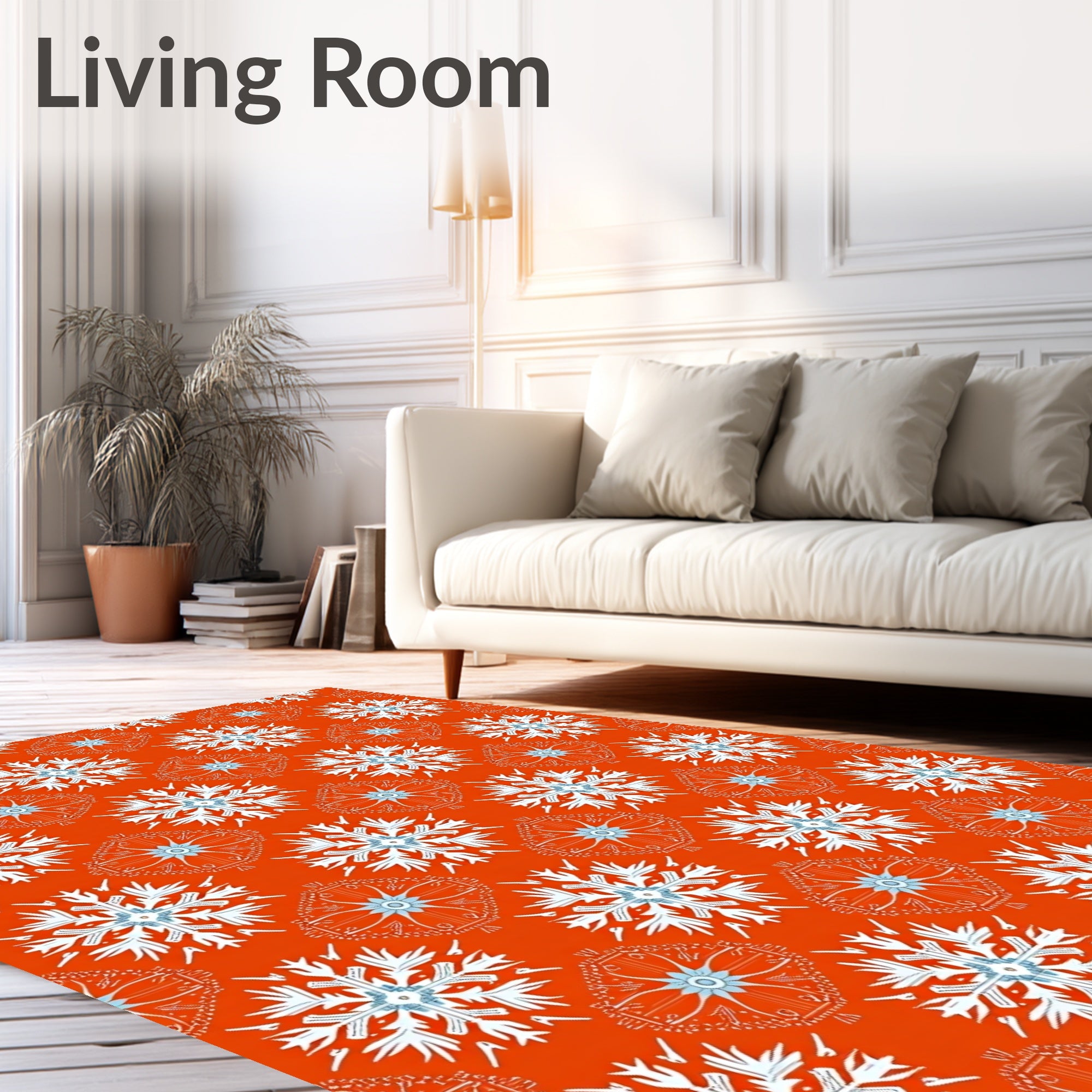 Orange Ice Snowflake Medallion Rug