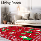 Red Festive Gnomes Candy Cane Holiday Rug