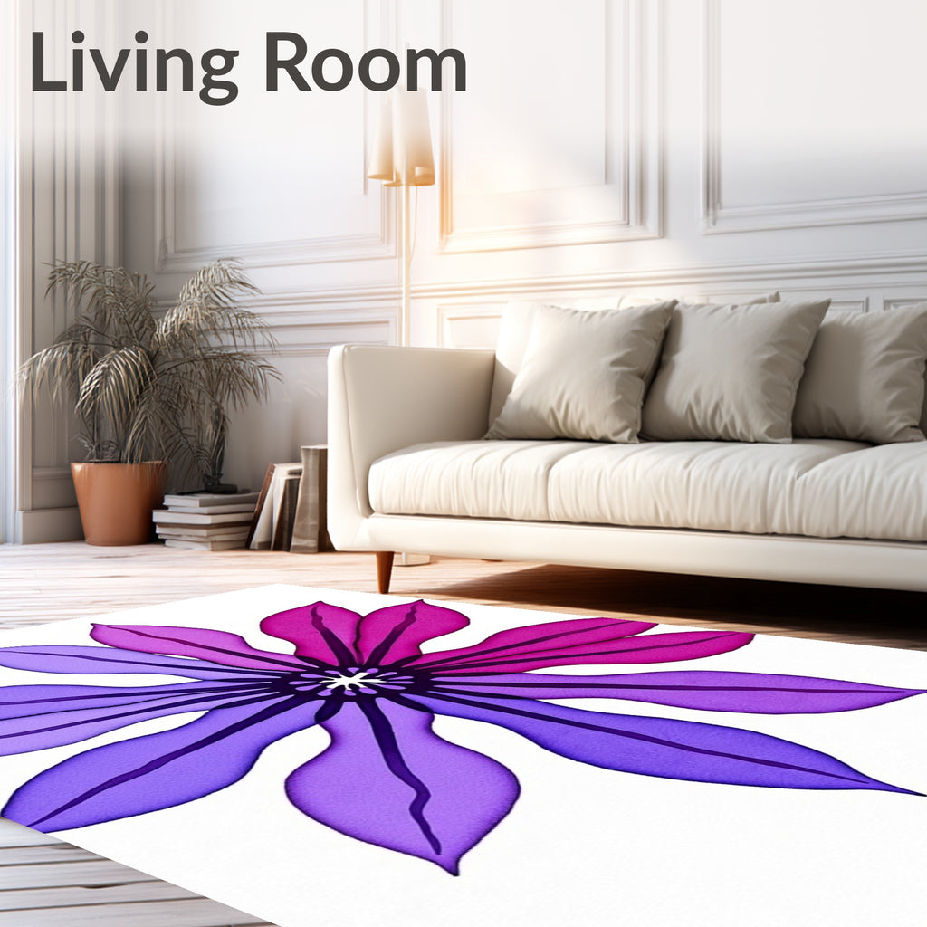 Vibrant Purple Pink Petal Bloom Rug
