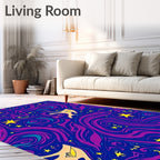 Vibrant Cosmic Swirl Yellow Star Rug