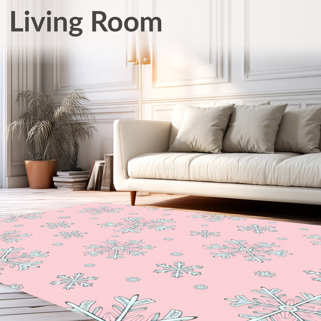 Pink Snowflake Winter Wonderland Rug