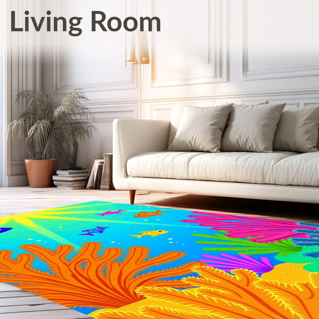 Vibrant Coral Reef Fish Collection Rug