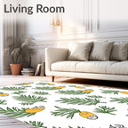 Tropical Green Palm Leaf Pineapple Rug
