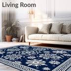 Deep Blue Floral Medallion Rug