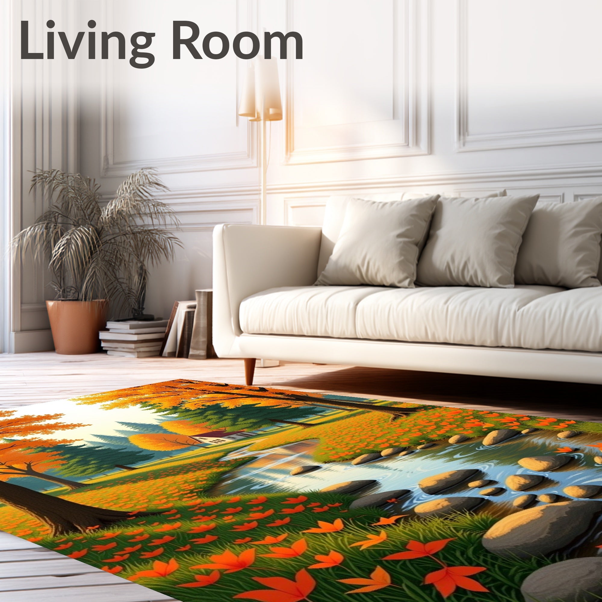 Autumn Stream Orange Blossom Meadow Rug